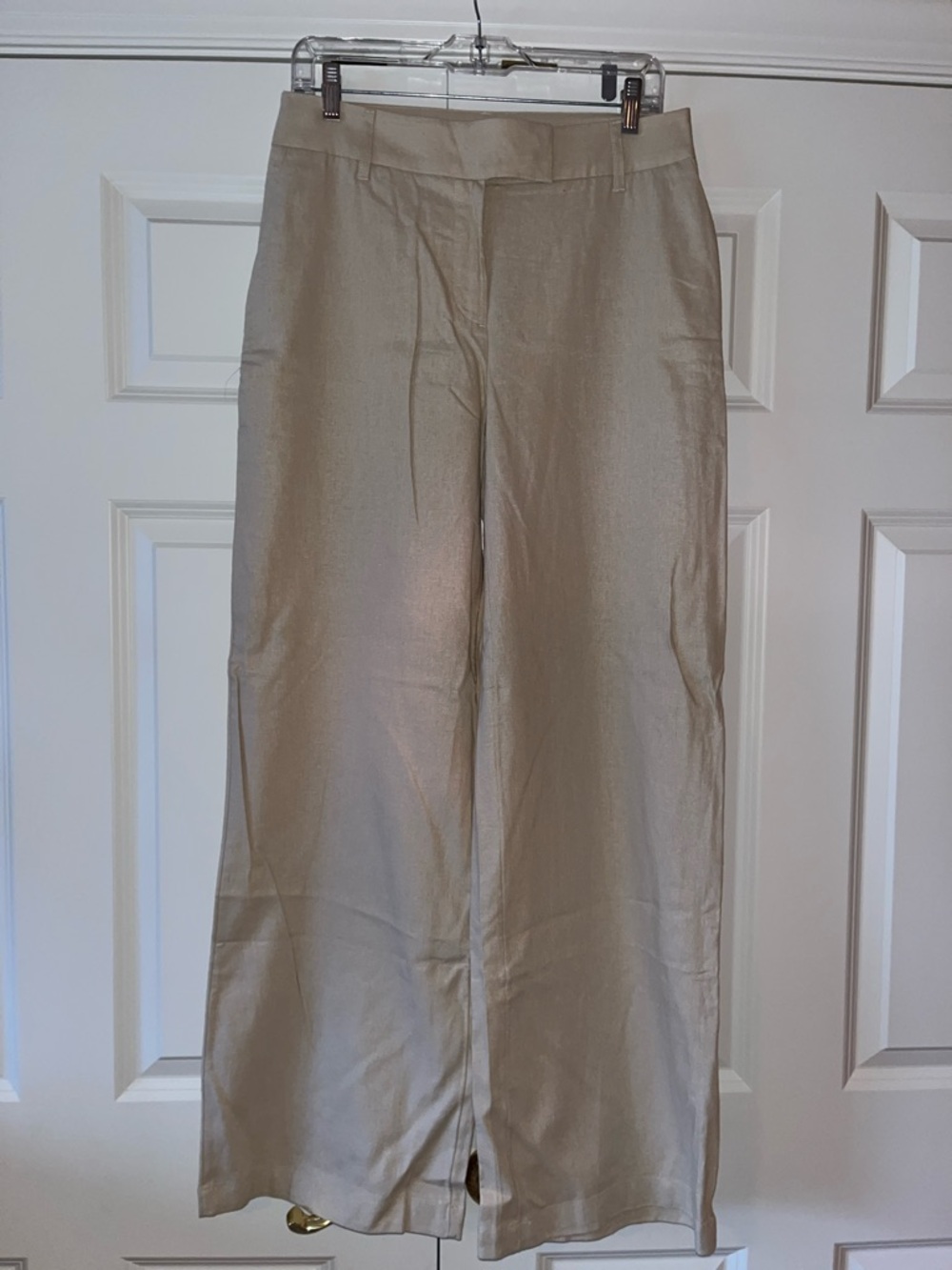 Wide Leg Linen Women's Pants in Light Beige
